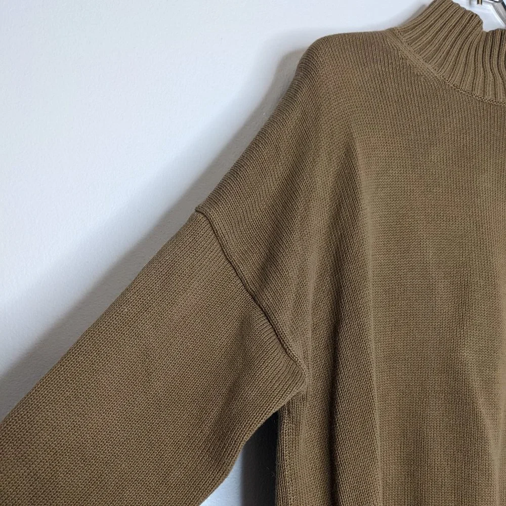 Everlane Brown Mock Neck Sweater Cotton Long Sleeve Size M - Picture 6 of 7